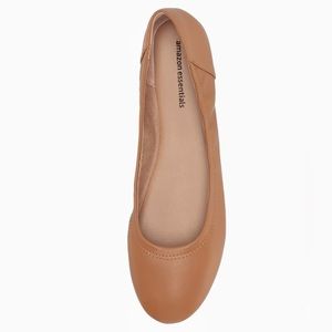 Amazon Essential Ballet Flat Vegan Leather Camel Size 7